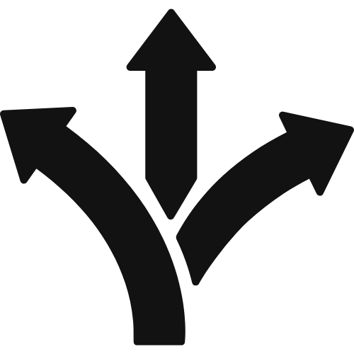 an image of arrows in three directions starting from one point
